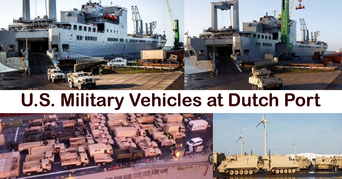 Hundreds of US military vehicles delivered to Dutch port enroute to Eastern Europe