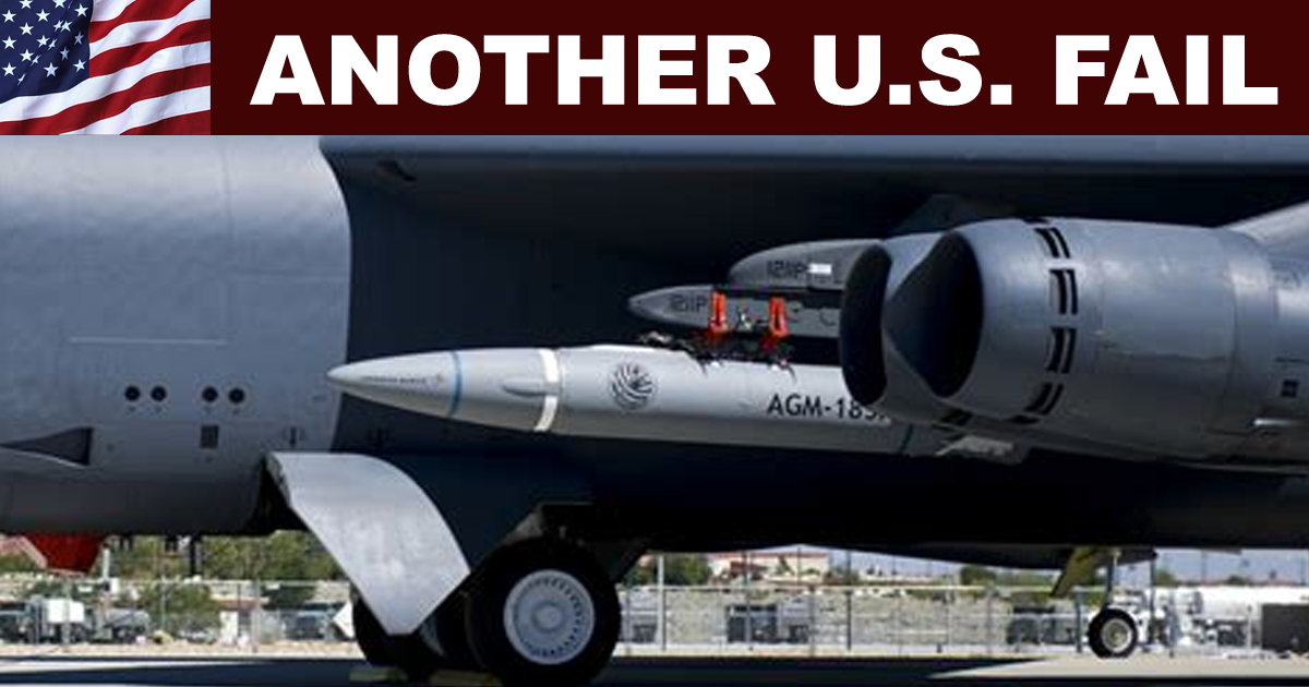 US admits to another failed hypersonic test